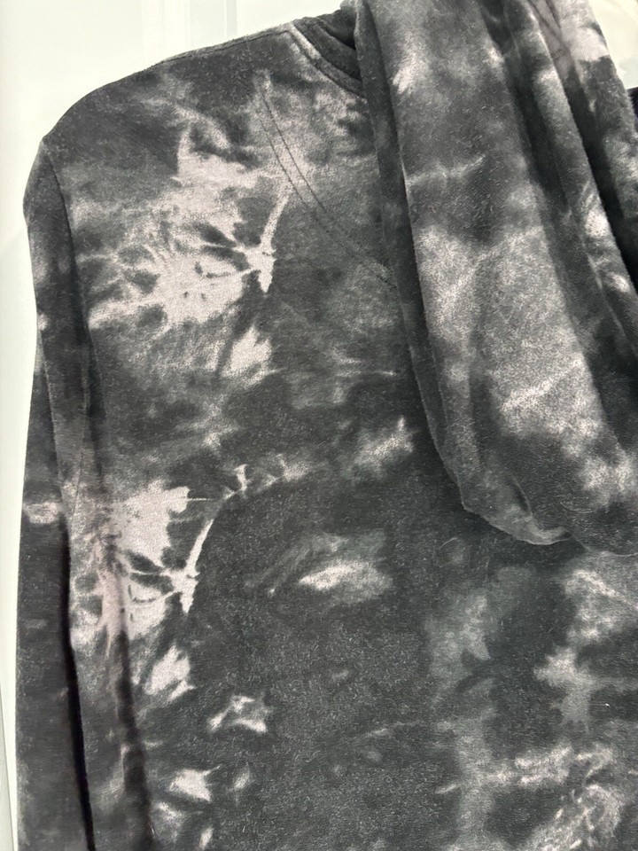 Hollister Adult Men Pullover Hoodie Sweatshirt Black Gray Tie Dye