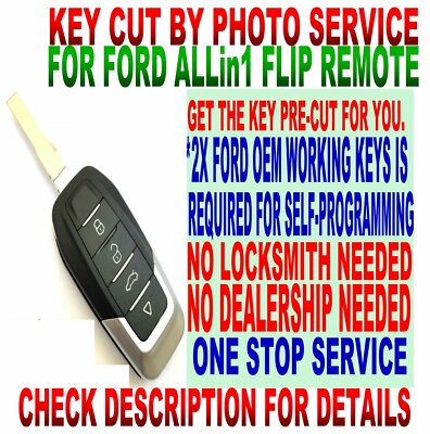 KEY CUT BY PHOTO F-STYLE FLIP remote for 2011~ FORD 80BT FLAT KEYLESS ENTRY FOB