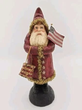 Ragon House Patriotic Flag Drum Red Belsnickel Santa Figurine Christmas 12"