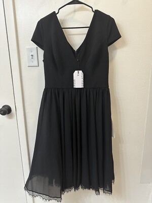 Dress the Population Corey Chiffon Fit Flare Dress Black. Size Large. NWT |  eBay