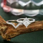2.50 Ct Princess Cut Moissanite Engagement Bridal Set Ring 14K White Gold Plated