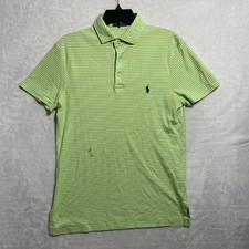 Polo Ralph Lauren Mens Polo Shirt Green Stripe Small Pony Cotton Short Sleeve