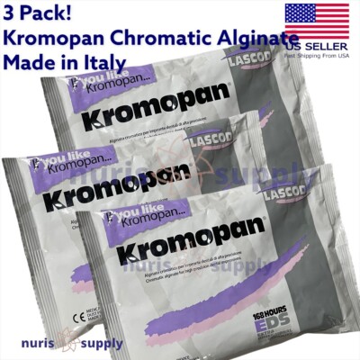 3 Pack Chromatic Kromopan Alginate Fast Dental Impression Material Color-Change