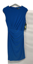 Ralph Lauren Ruched Sheath Dress Gorgeous Cobalt Blue Dress NEW 6