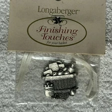New Longaberger Finishing Touches Pewter Tie-On Workload Basket