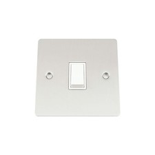 Wall Single Light Switch 10 Amp 1 Gang 2 Way Satin Brushed Matt Chrome Flat 