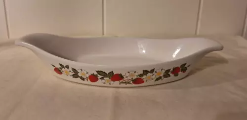 Vintage Sheffield Strawberries n Cream Au Gratin Baking Dish Stoneware