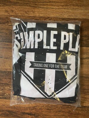 RARE Simple Plan Taking One For The Team SP Crew Baseball T Shirt