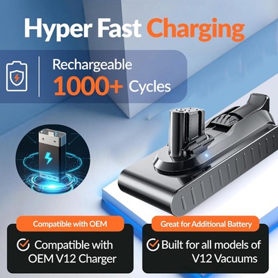 9000mAH For Dyson V12 Detect Slim Absoulte Vacuum Battery Replacement 965470-01