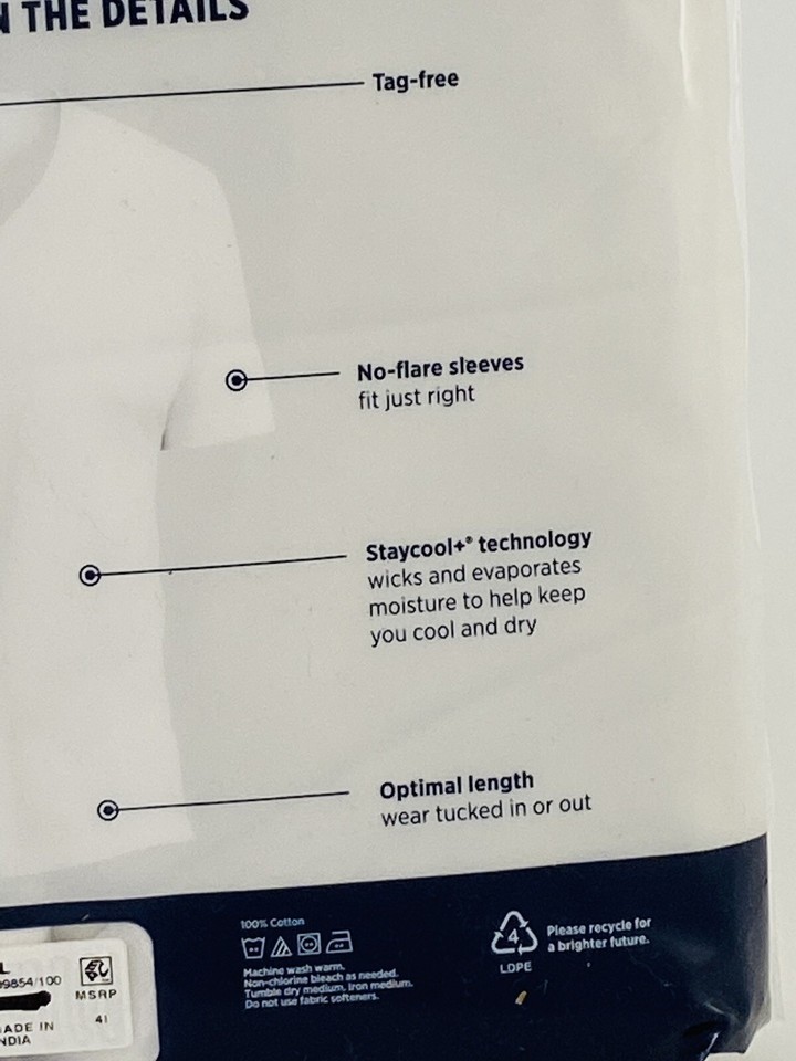 Jockey Men's Classic 4Pack VNeck TShirt Staydry Undershirts XL OPEN Package eBay