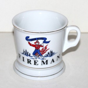 Vintage Fireman occupational shaving Mug Ever Alert ceramic firefighter