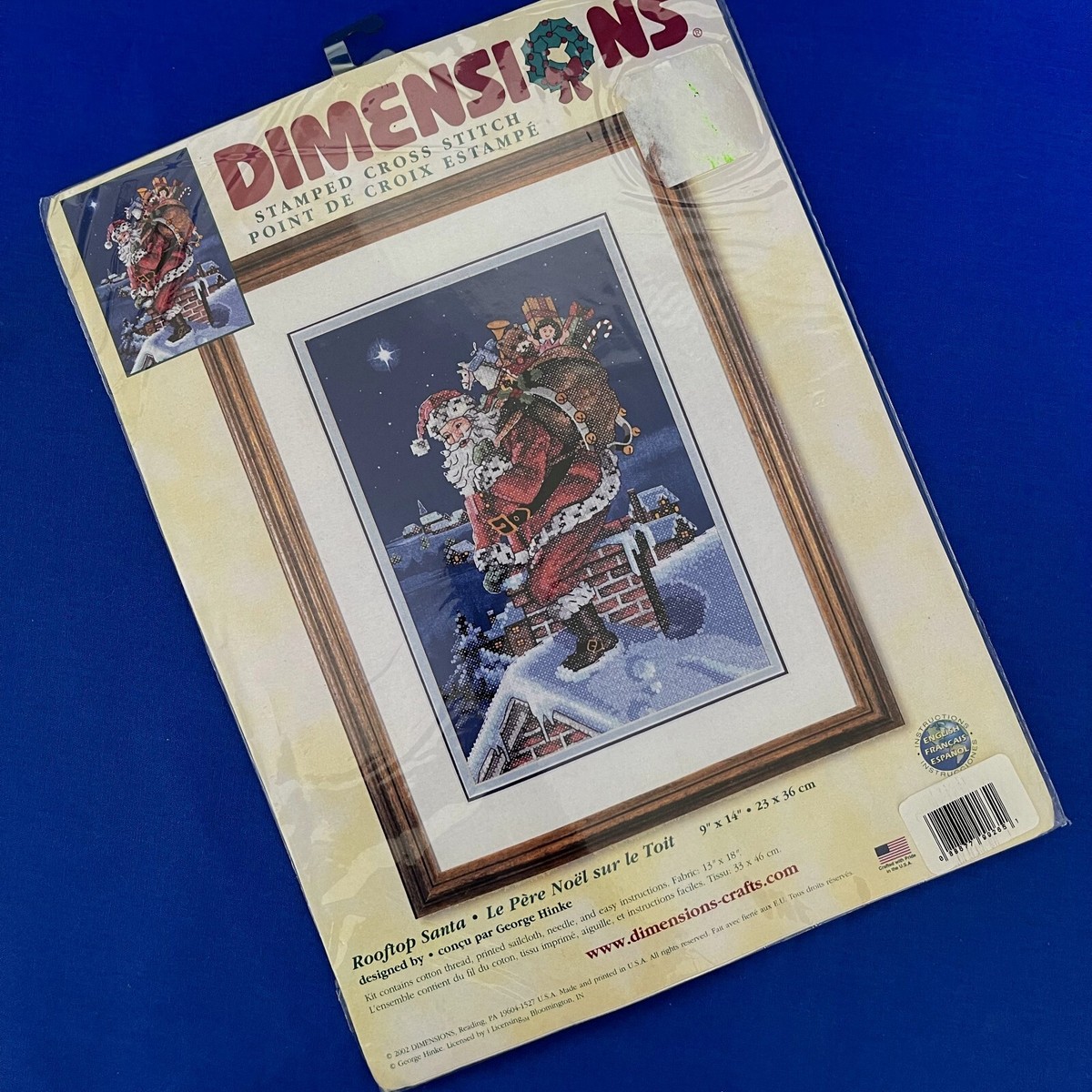 Dimensions Rooftop Santa Rooftop Santa Cross Stitch Stitch Guide For Christmas Bar Cart Canvas