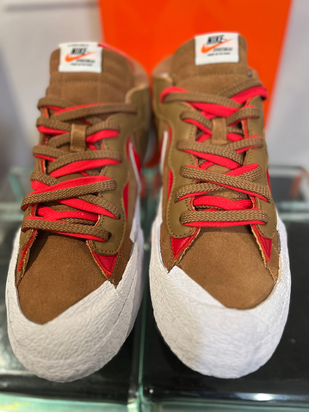 SACAI X NIKE ?Blazer Nike Low x Sacai British Tan Uomo Taglia 10 5