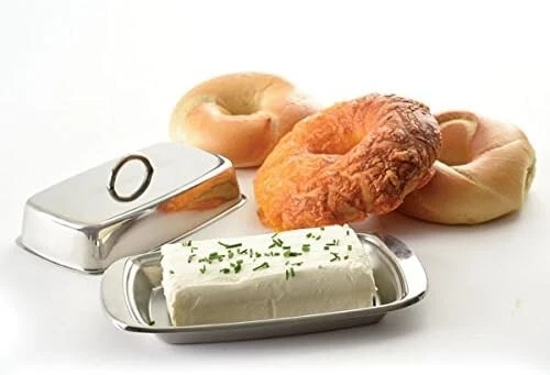 Plato de mantequilla de doble cubierta de acero inoxidable Norpro 7,5" L x 4" W x 2,5" H Foto 3 de 4