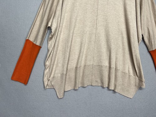 Vertical Design Women’s Dolman Tan/Orange Long Sleeve Sweater Top ~Size Large - Picture 14 of 14