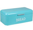 Retro Style XL Metal Enamel Countertop Bread Box Keeper Blue With White Letters