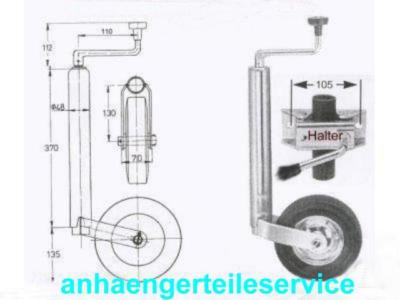 Winterhoff Stützrad inkl. Halter 48mm Rohr Anhänger L4101H