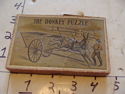 Vintage Puzzle--1800's THE DONKEY PUZZLE IN worn BOX Chaffee & Selchow
