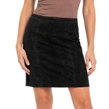 International Leather Collection Pencil Skirt Juniors 7/8 Black Suede Vintage