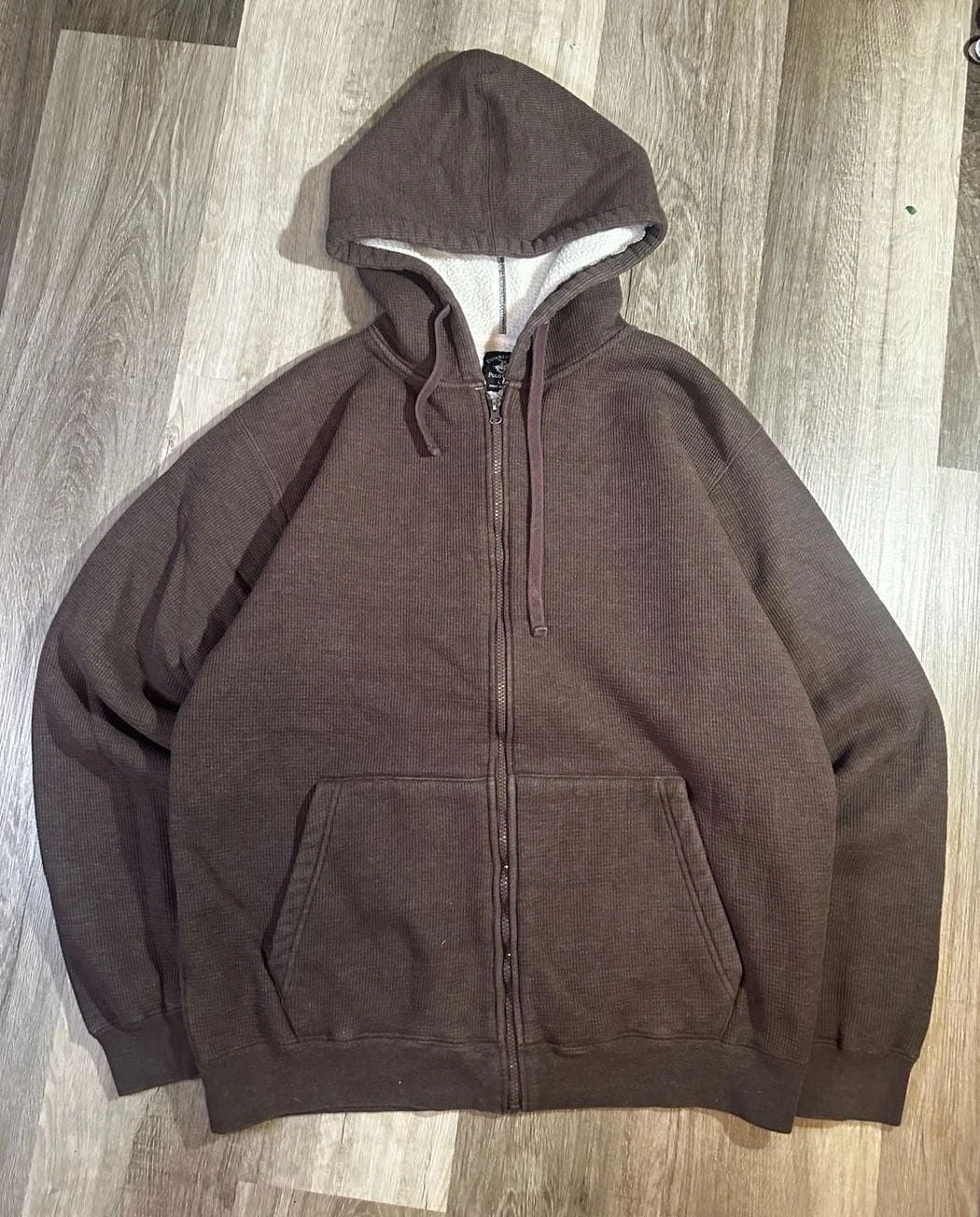 Beverly Hills Polo Club Brown Thermal Lined Full Zip Hoodie Size LT