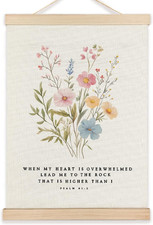 Boho Floral Christian Wall Decor, Psalm 61:2 Bible Verse Religious Wall Decor fo