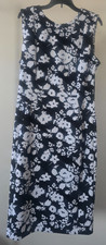 Calvin Klein Women’s Floral Sleeveless Dress Navy White Gold Zipper