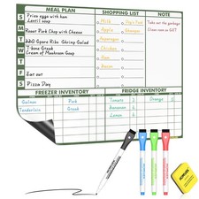 Magnetic Meal Planner Menu Board: Reusable Dry Erase 11"W x 14"H, White