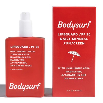 Bodysurf Lifeguard SPF30 Mineral Daily Sunscreen Hyaluronic Acid 3.4 Oz Exp 2/28