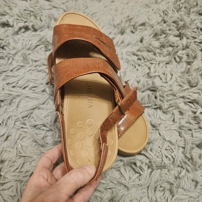 VIONIC ROMA BROWN PLATFORM ORTHOTIC SANDALS RRP £75 ADUSTABLE SLINGBACK WOMENS