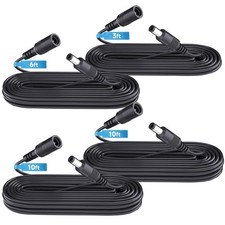 4 Pack 10ft/10ft/6ft/3ft DC Power Extension Cable 12V Adapter Cord CCTV Black