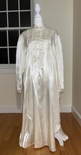 Vintage Secret Treasures Ivory Satin Prairie Ruffle Button Modest Nightgown Sz 