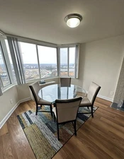 Glass Dining Table + 4 Chairs – Excellent Condition (Free Rug Included!)