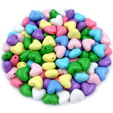 DIY Candy Color Acrylic 100Pcs Heart Beads Loose Beads Charms Jewelry U