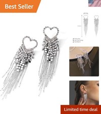 Rhinestone Earrings Dangling for Women Sparkly Silver Dangle Earrings Girls L...