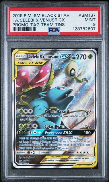 Celebi & Venusaur Gx SM167 Tag Team Tins Sm Black Star Promo Pokemon PSA 9