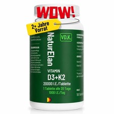 Vitamin d3 k2 hochdosiert - 20000I.E./Tablette, 1 108 g (1er Pack), Weiß