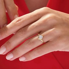 Princess Cut 1.25Ct Diamond Engagement Ring 14k Yellow Gold Finish in Size J-W
