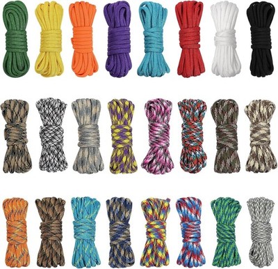 24 Colord 550 Paracord Combo Crafting Kit Survival Parachute Cord Making