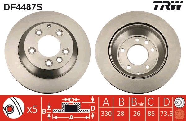 Disque de frein TRW DF4487S à haute teneur en carbone pour freinage endurant VW Touareg