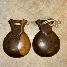 Vintage Castanets Dark Wooden Percussion Spanish Castanuelas