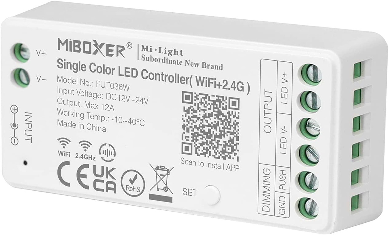 ®, Miboxer Dimmer Controller per Strisce LED Wifi Monocolore, Controllo Vocale R