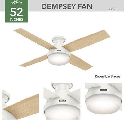 kou　52℃ Hunter 59242 Dempsey 52-Inch Indoor Low Profile Ceiling Fan