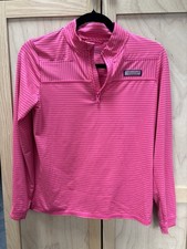 Vineyard Vines Girl  s Pink Orange Striped Quarter Zip Mock Neck Sweatshirt L