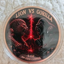 5oz 999 Fine Copper lion vs gorilla (Defect Stock strengh Is Spelt srenth)