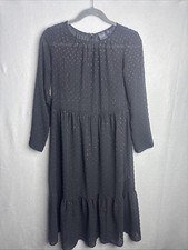 Gap Ladies  Long Sleeve Tiered Dress Size 0 Petite  Black Is Transparent