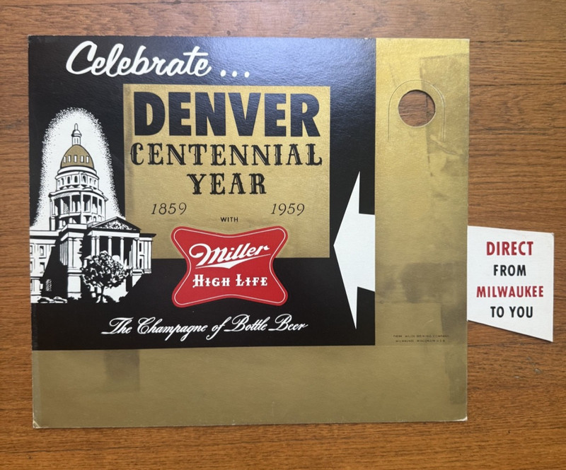 MILLER HIGH LIFE Beer Denver Deadstock Cardboard  Display Sign (VTG, 50s)