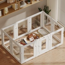 Clear Acrylic Dog Playpen Indoor, Puppy Cat Small Pet Play Pen, Easy Assemble...