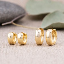 14K Gold Vermeil or Solid Sterling Silver 925 Tiny chunky huggies Simple hoops