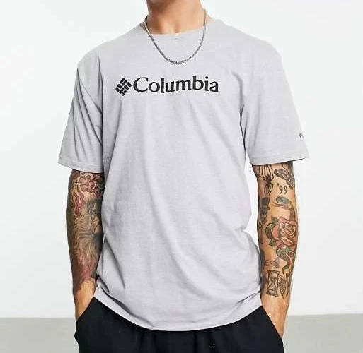 Mens COLUMBIA T-SHIRT Sportswear Grey Heather SUPER SOFT FEEL COTTON L/XL/2XL - Image 2 of 4