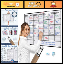 Large Dry Erase Wall Calendar 24x36 - Jumbo Monthly Planner, Reusable Whiteboard